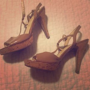 Franco Sarto Tan Cork Heels